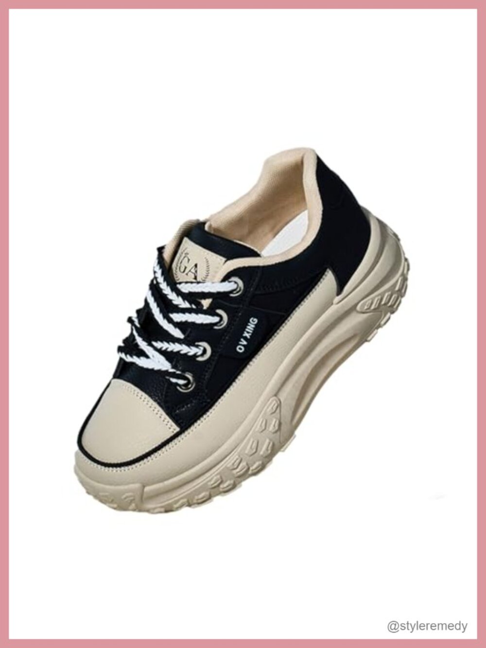 Chunky Platform Sneakers Women Thick Sole Non Slip Lace Up Breathable PU
